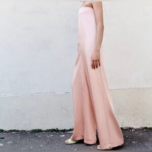 Zara Pink/ blush Strapless satin Jumpsuit size L